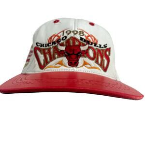 Vintage 1998 Chicago Bulls NBA Champions Leather Strapback Hat OSFA